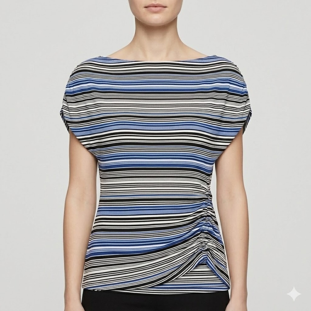White House Black Market Striped Boat Neck Top Size XS EUC‎